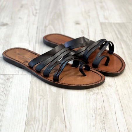 Ciabatta in Pelle color marrone con listini