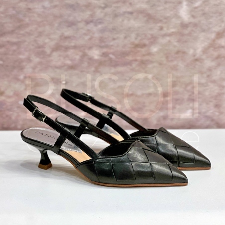 Slingback in Pelle intrecciata