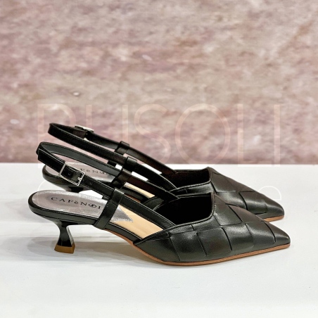 Slingback in Pelle intrecciata