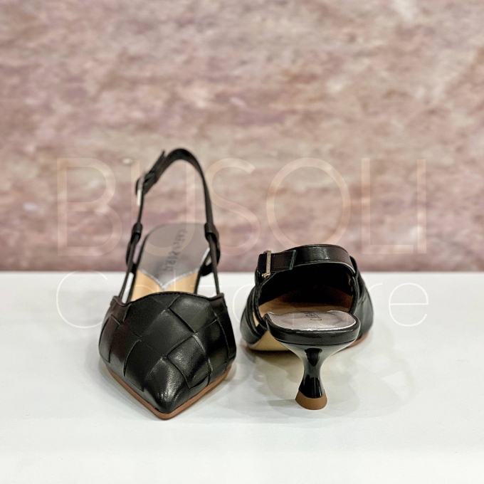 Slingback in Pelle intrecciata