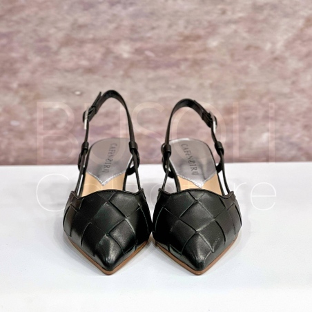 Slingback in Pelle intrecciata