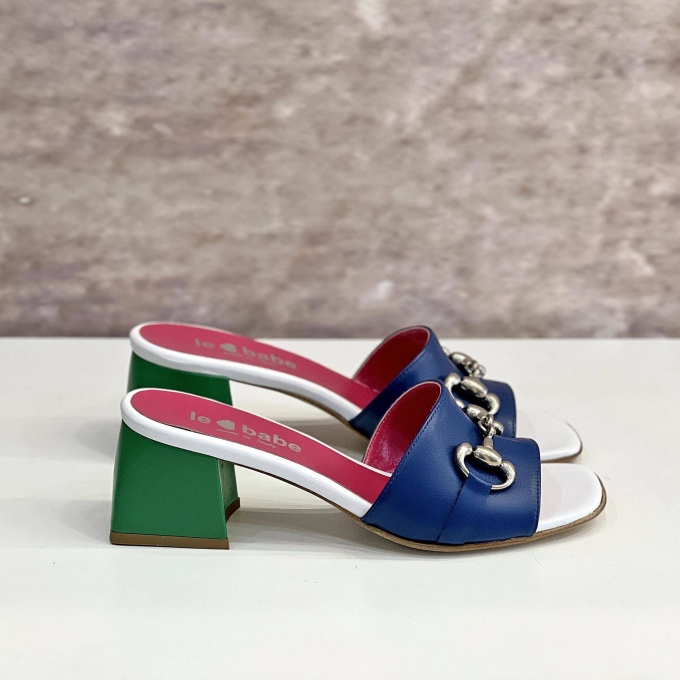 Sabot in Pelle bicolor con catena