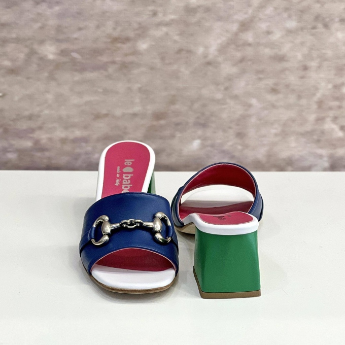 Sabot in Pelle bicolor con catena
