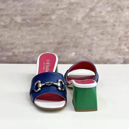 Sabot in Pelle bicolor con catena