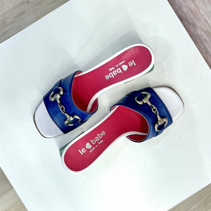 Sabot in Pelle bicolor con catena