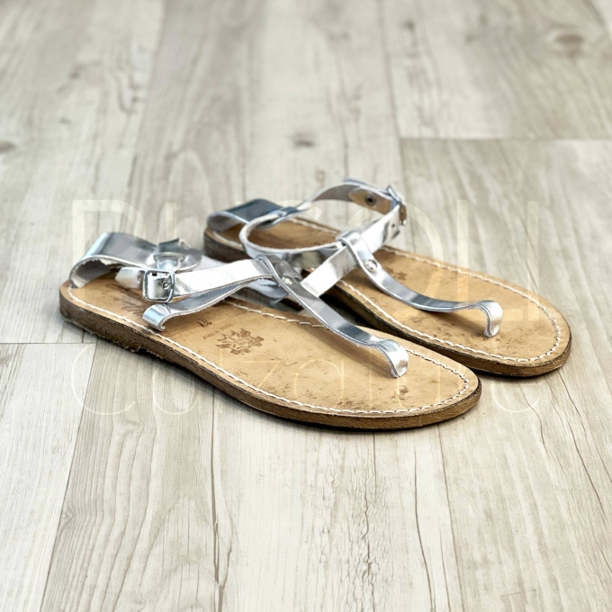 Sandalo in Pelle laminata silver