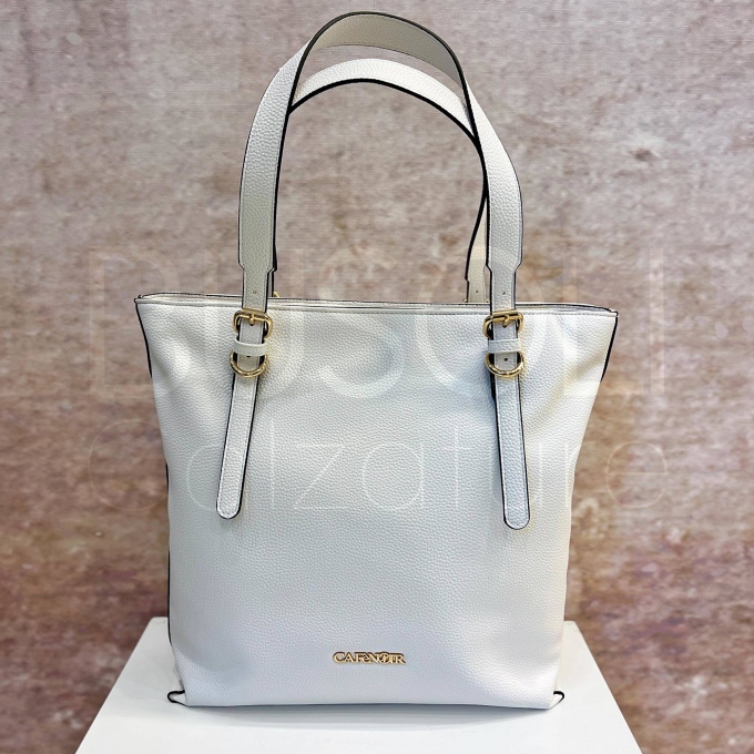Shopper in Similpelle con fibbie e catena