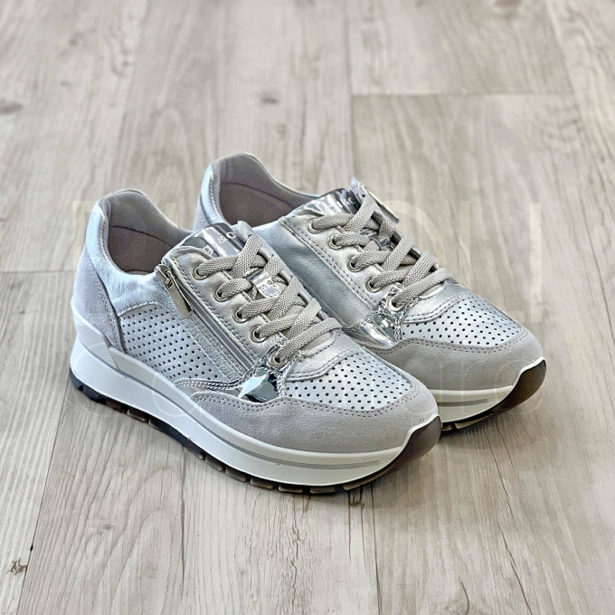 Sneaker traforata zip in Pelle