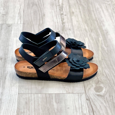 Sandalo fiore in Pelle