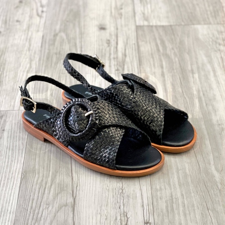 Sandalo treccia in Pelle