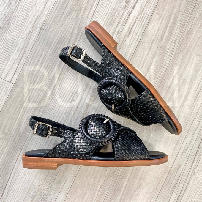 Sandalo treccia in Pelle