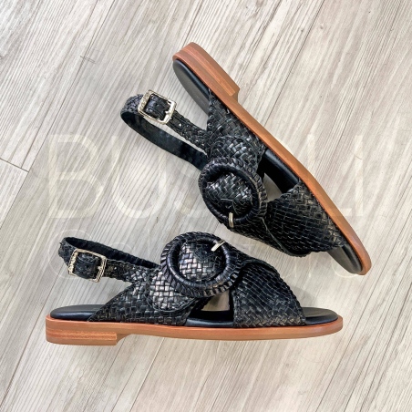 Sandalo treccia in Pelle