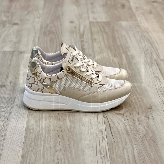 Sneaker zip in Pelle logata