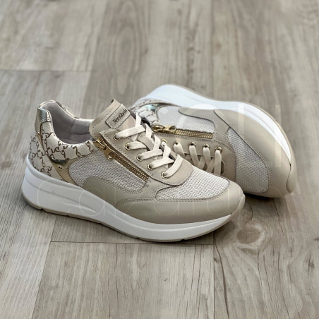 Sneaker zip in Pelle logata