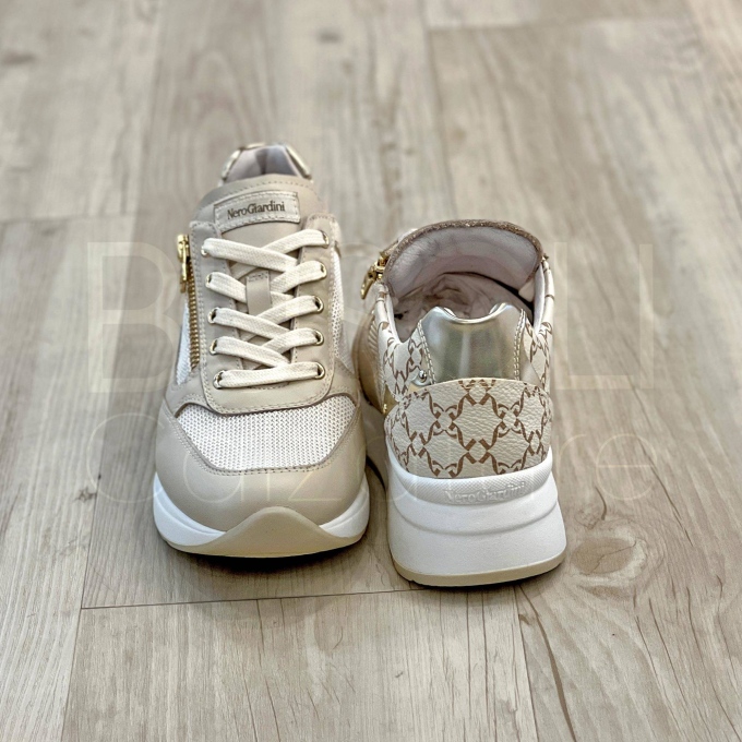 Sneaker zip in Pelle logata