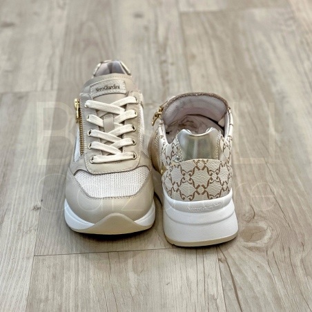 Sneaker zip in Pelle logata