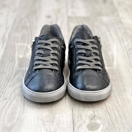 Sneaker Bassa in Pelle con Zip nero