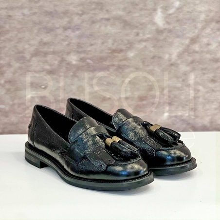 Mocassino in Pelle con frangia e nappine