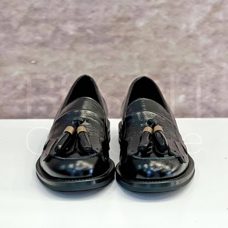 Mocassino in Pelle con frangia e nappine