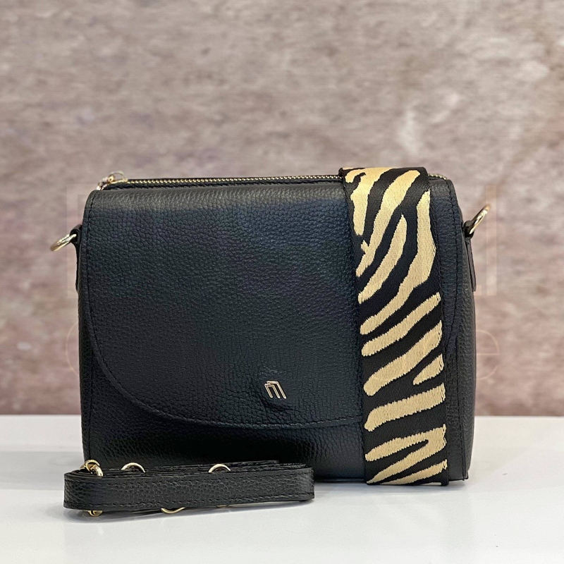 Borsa in Pelle con patta e tracolla animalier