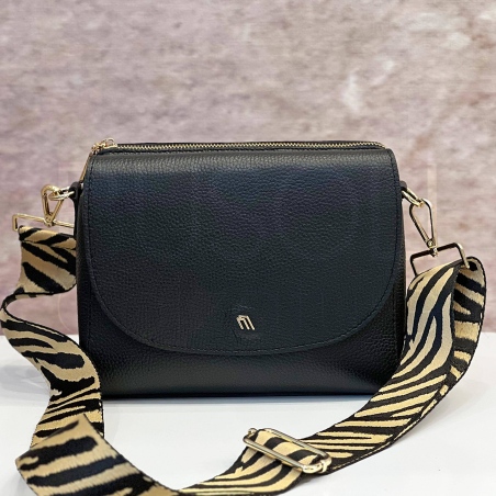 Borsa in Pelle con patta e tracolla animalier