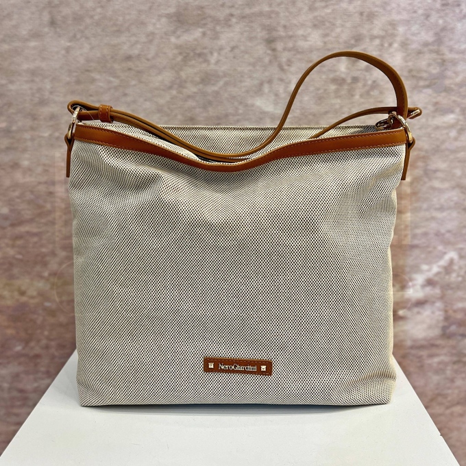 Borsa a spalla in Canvas con zip