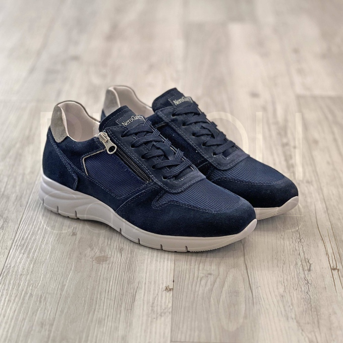 Sneaker zip Rete e Camoscio