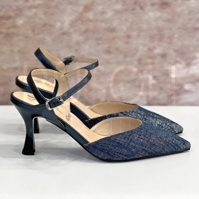 Decolletè Lino lurex blu