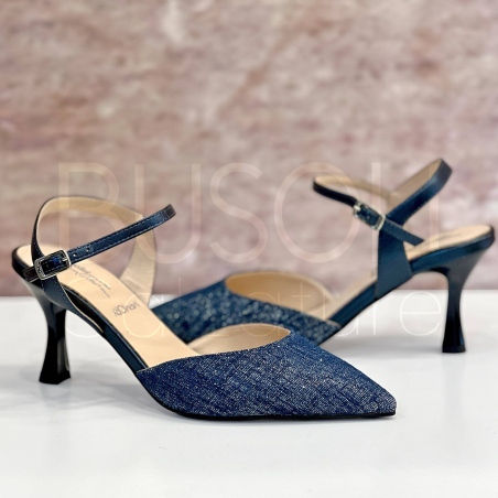 Decolletè Lino lurex blu