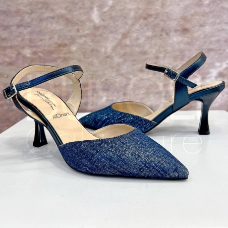 Decolletè Lino lurex blu