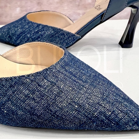 Decolletè Lino lurex blu
