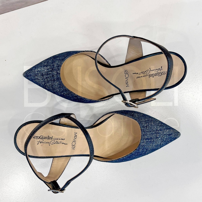 Decolletè Lino lurex blu