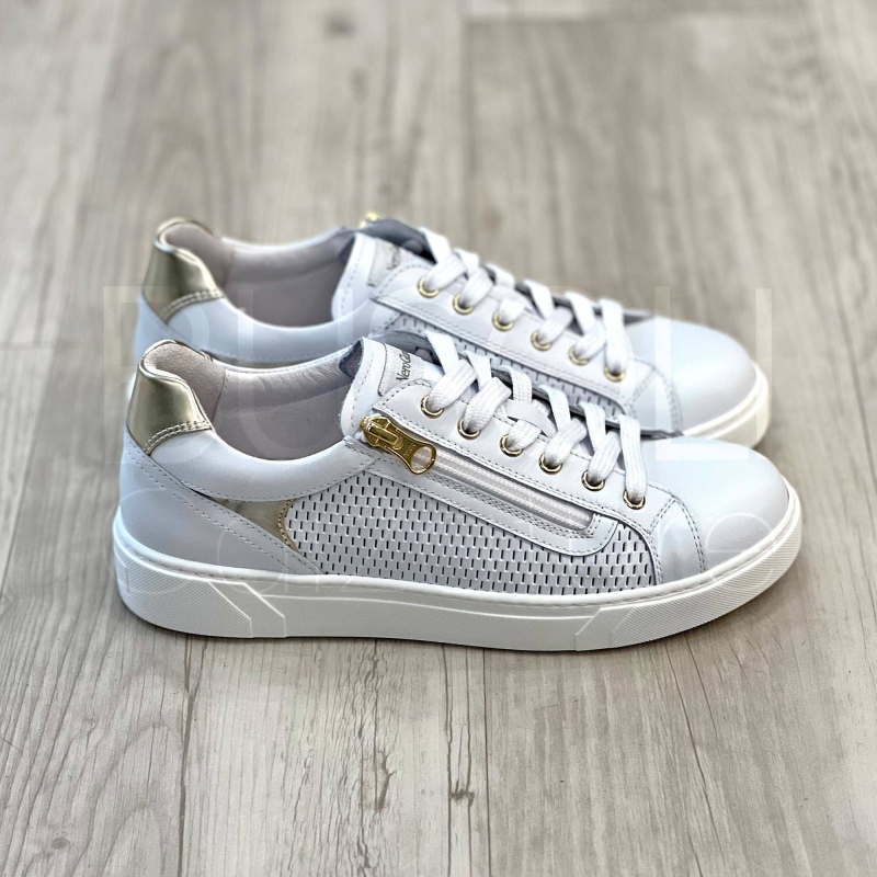 Sneaker Traforata Zip in Pelle
