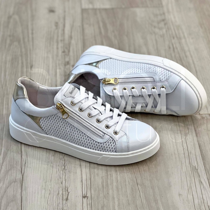 Sneaker Traforata Zip in Pelle