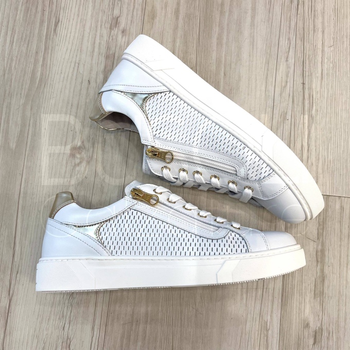 Sneaker Traforata Zip in Pelle