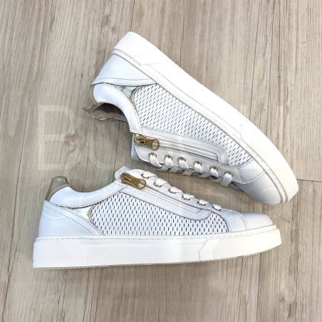 Sneaker Traforata Zip in Pelle