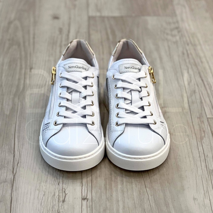 Sneaker Traforata Zip in Pelle