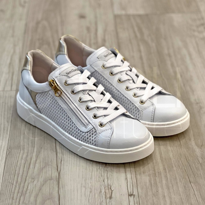 Sneaker Traforata Zip in Pelle