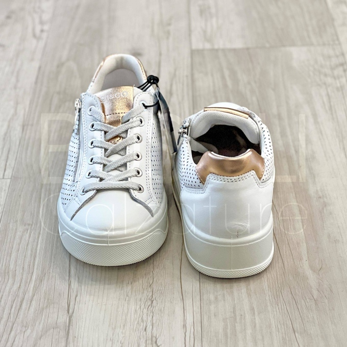 Sneaker in Pelle Bianca Traforata con Zip