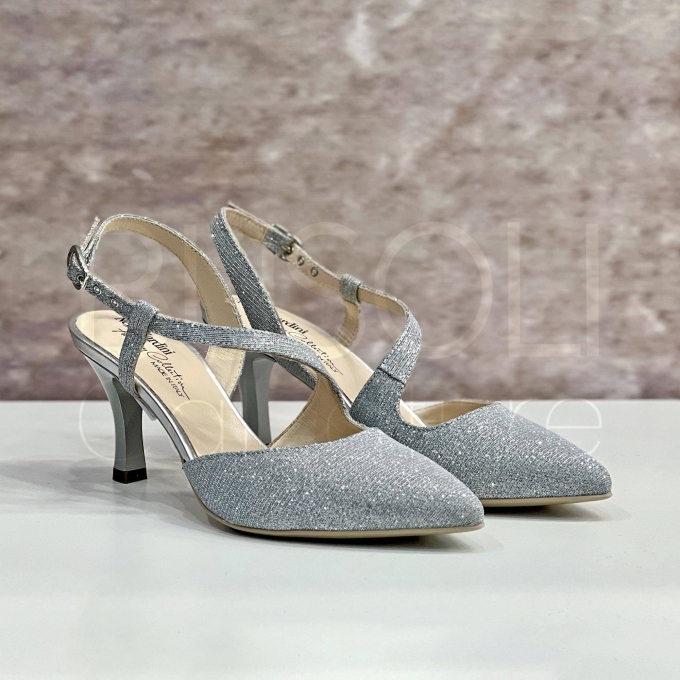 Slingback glitterata con cinturino