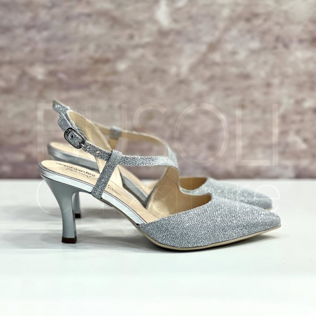 Slingback glitterata con cinturino