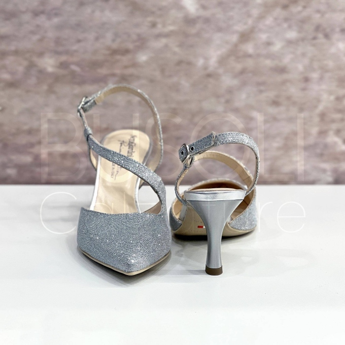 Slingback glitterata con cinturino