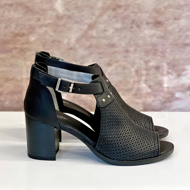 Open-toe Nero Pelle Traforata