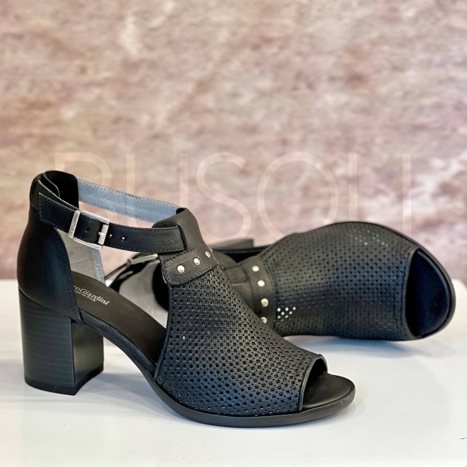 Open-toe Nero Pelle Traforata