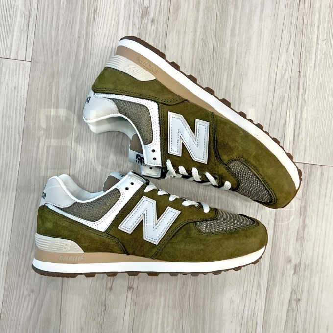 574 Suede/mesh Oliva