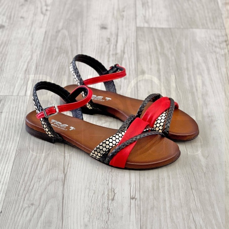 Sandalo treccia in Pelle