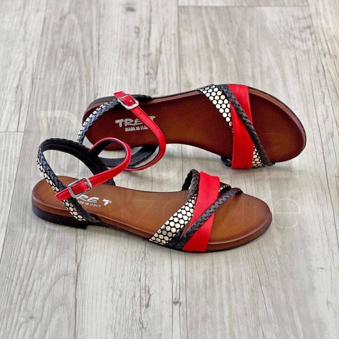 Sandalo treccia in Pelle