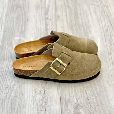 Ciabatta in Suede Oliva