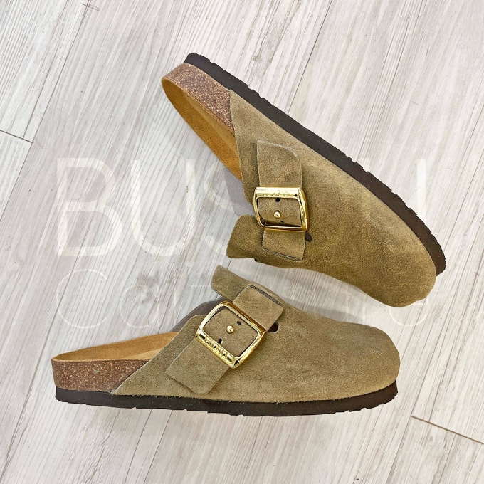 Ciabatta in Suede Oliva