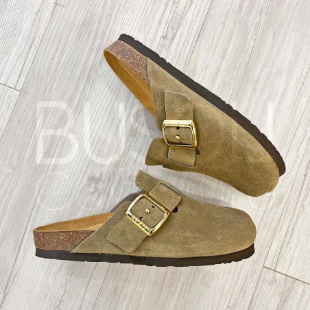 Ciabatta in Suede Oliva
